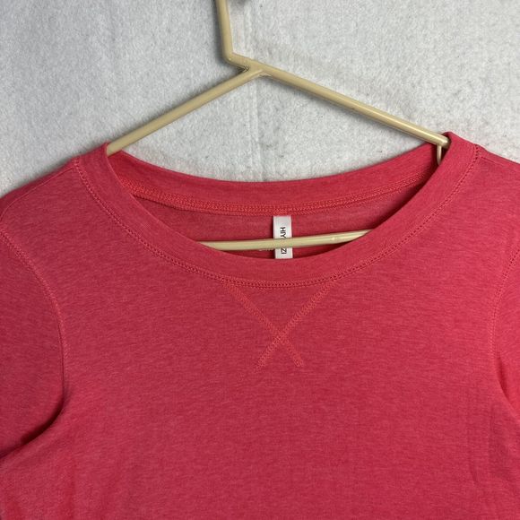 Hiyiyezi Sweatshirt Women Pink Small Long Sleeve Crew Neck Pullover Curved Hem - Picture 2 of 10